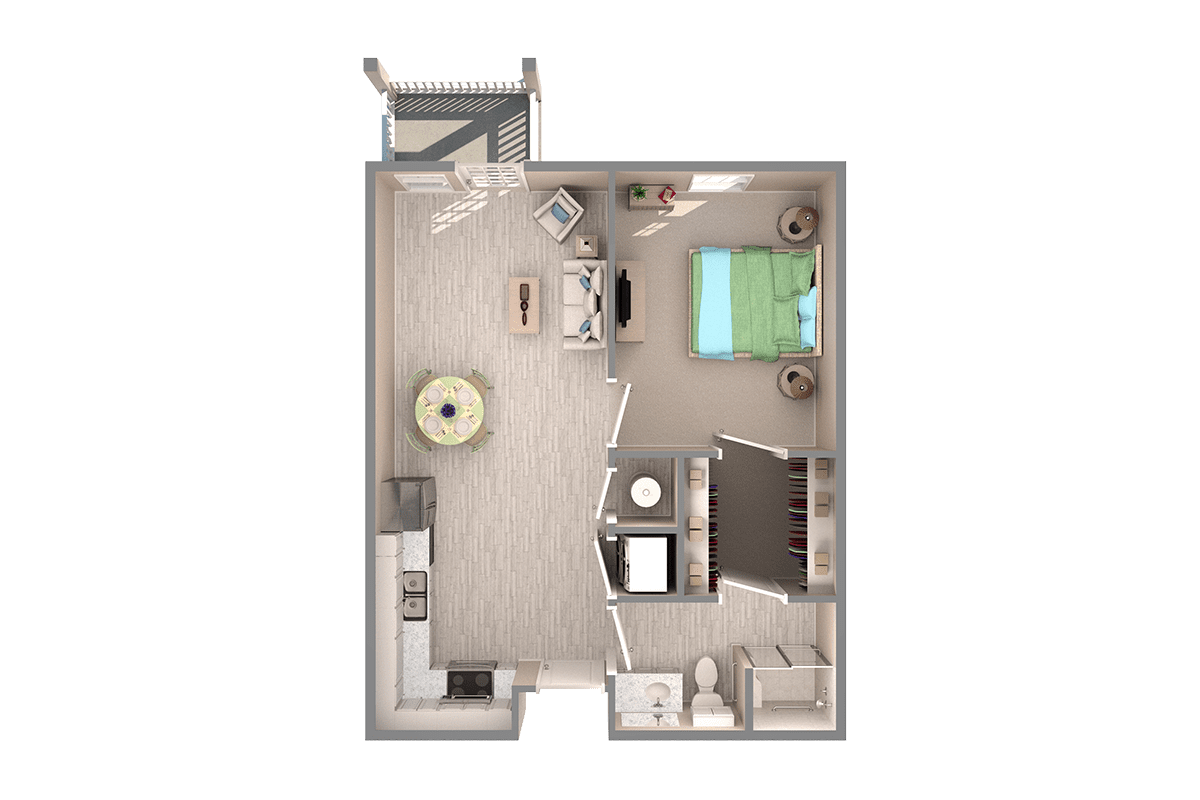 Thrive - 1 bed, 1 bath, 590 sq ft Floorplan